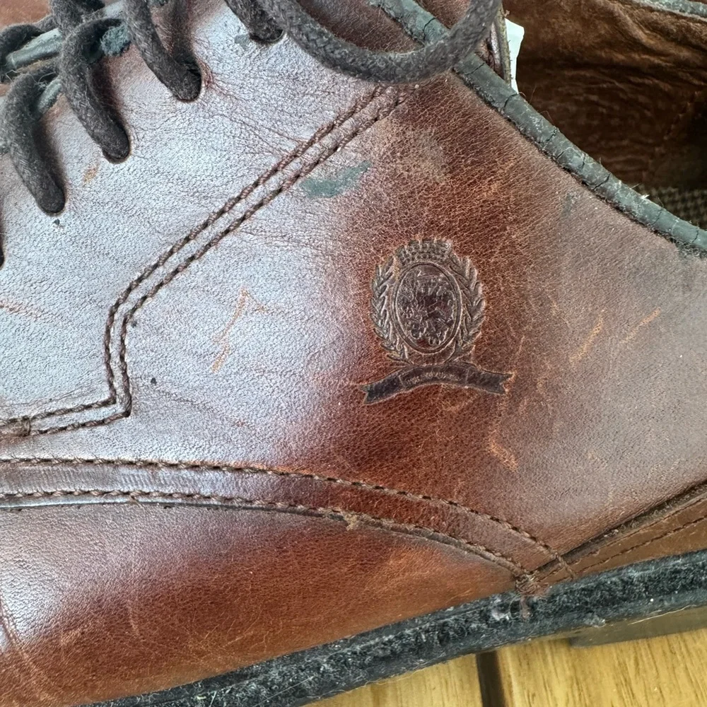 Tommy Hilfiger Brown Leather Oxford Derby Dress Shoes Men’s 10.5 M Lace Up